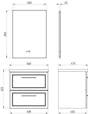 Зеркало (60х85)  ASB-Mebel Оскар 60 10234